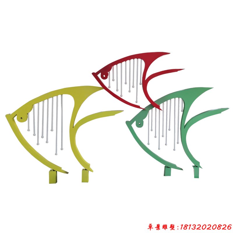 不銹鋼抽象輪廓魚雕塑