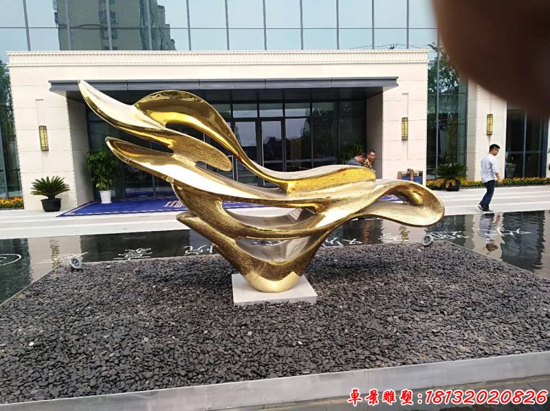 不銹鋼電鍍效果海豚雕塑 (3)