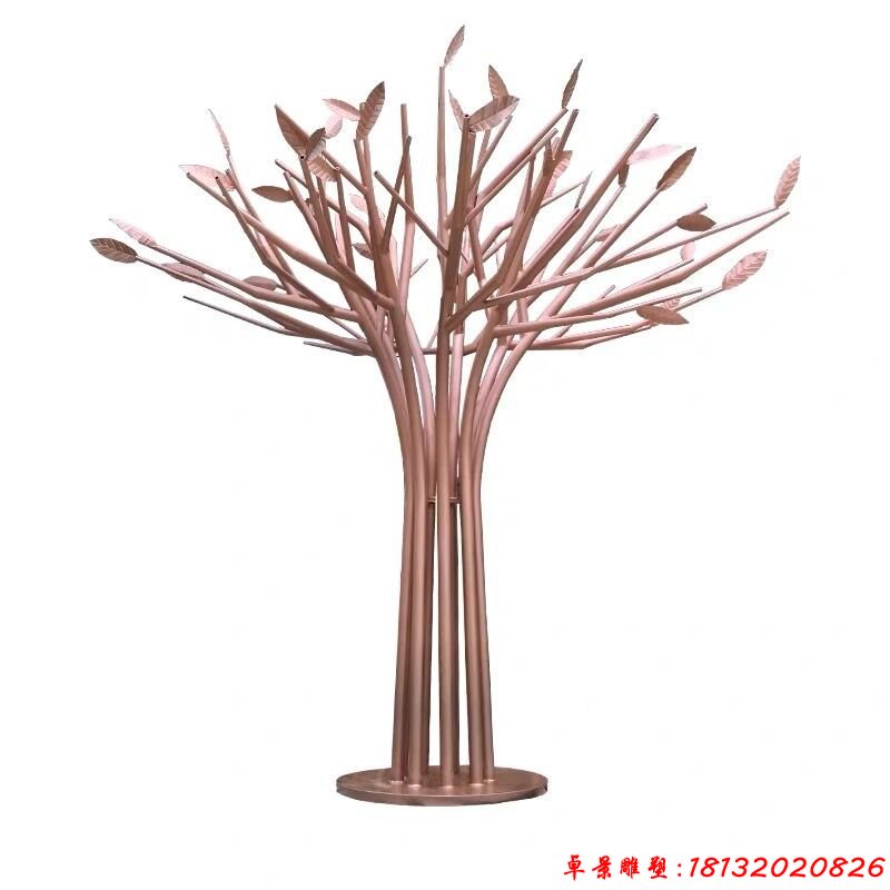 不銹鋼古銅色小樹(shù)雕塑 (2)