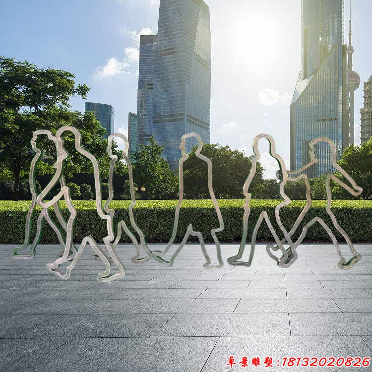 不銹鋼逛街人物輪廓雕塑