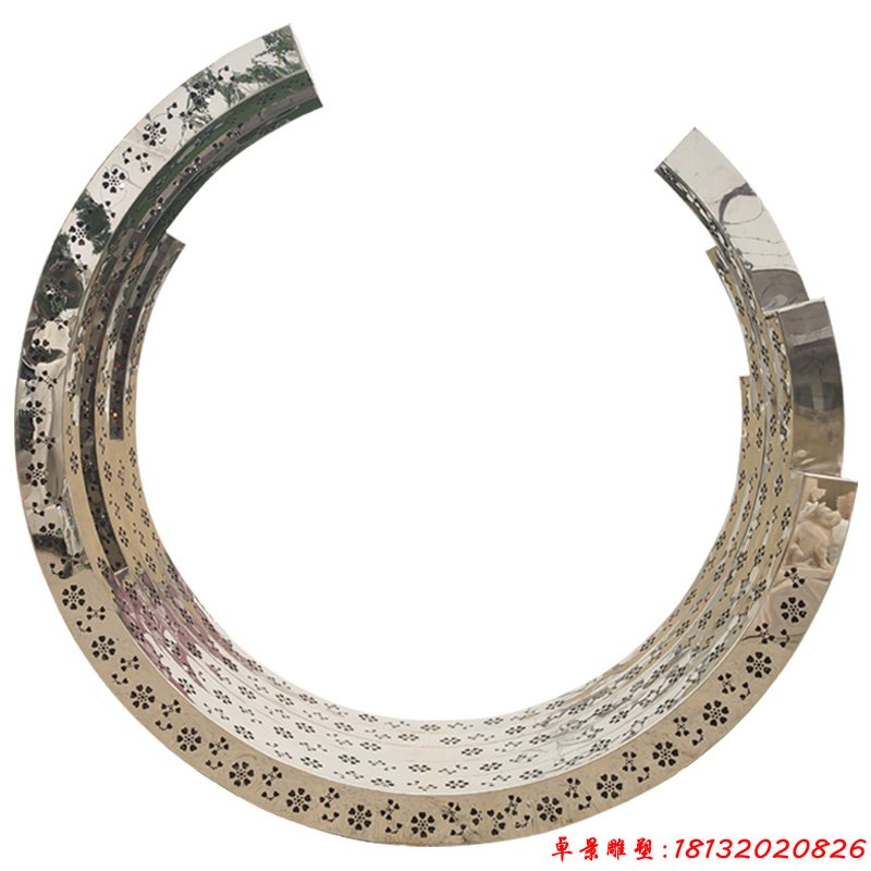 不銹鋼花朵燈光圓環(huán)雕塑