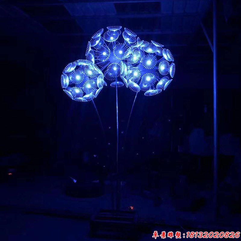 不銹鋼漸變燈光蒲公英雕塑 (5)