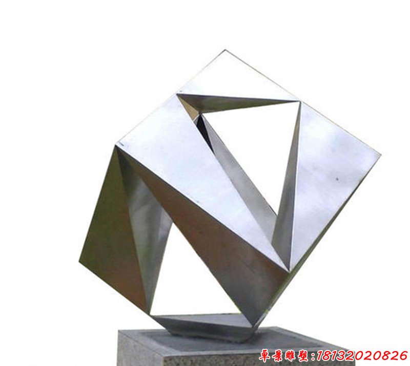 不銹鋼鏤空正方體雕塑
