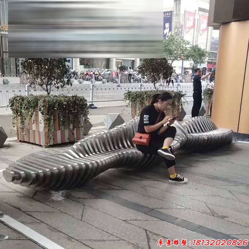 不銹鋼拼接座椅雕塑 (3)