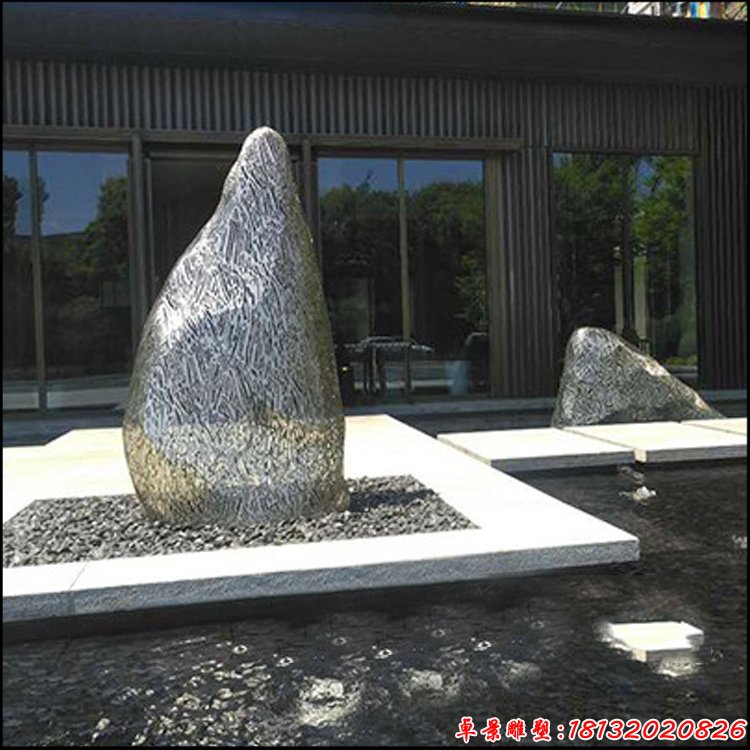酒店不銹鋼假山雕塑