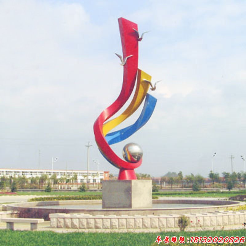 不銹鋼抽象海浪海鷗公園不銹鋼雕塑