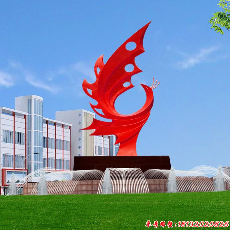 不銹鋼抽象鳳凰雕塑，公園不銹鋼雕塑