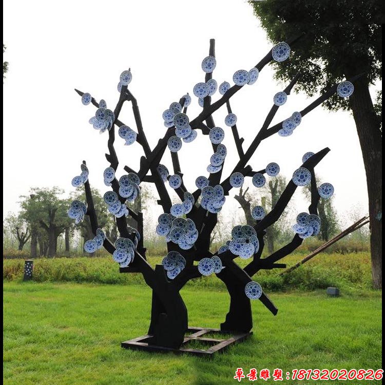 不銹鋼抽象梅花樹 公園景觀雕塑 (2)