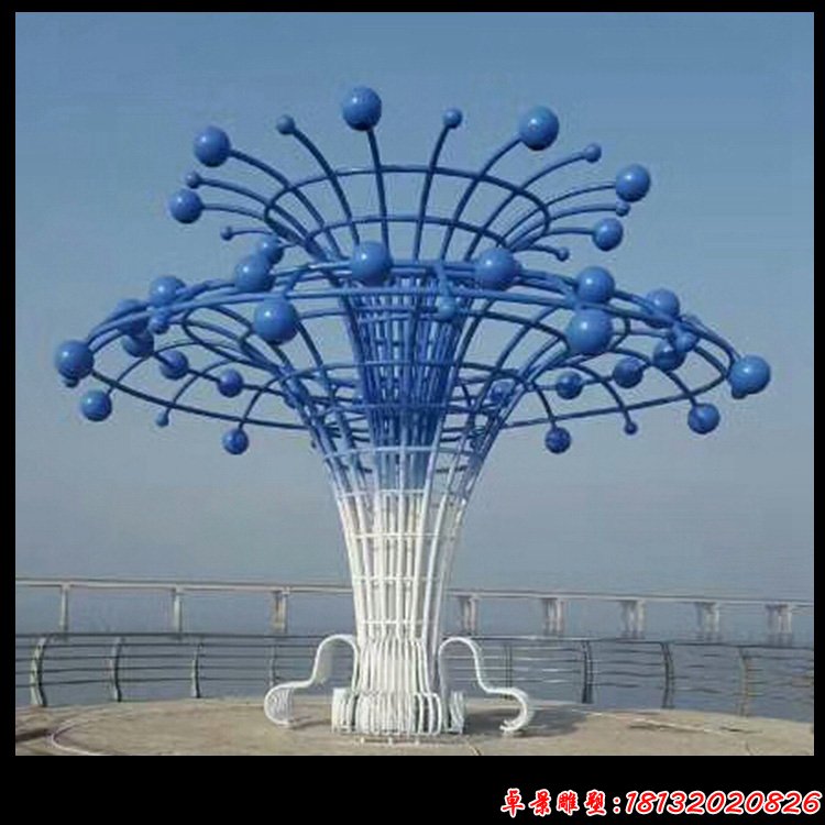 不銹鋼抽象噴泉雕塑 海邊景觀雕塑