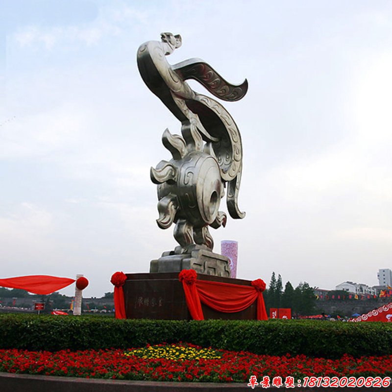 不銹鋼鳳凰太陽雕塑，廣場不銹鋼雕塑 (2)