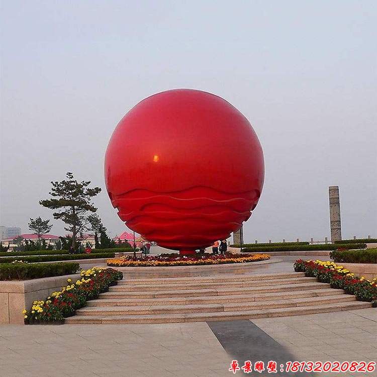 不銹鋼紅色圓球雕塑 廣場不銹鋼雕塑 (2)