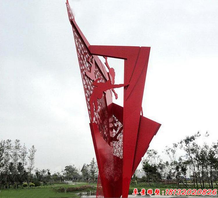 不銹鋼鏤空祥云浮雕 公園剪影運動人物雕塑 (2)