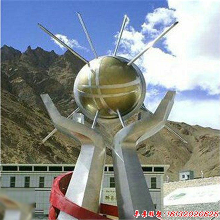 不銹鋼手托太陽雕塑校園不銹鋼雕塑