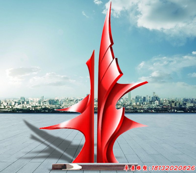 不銹鋼揚(yáng)帆雕塑 海邊抽象船帆雕塑