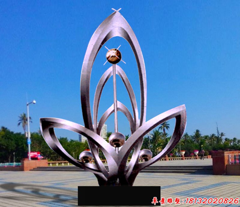 不銹鋼綻放雕塑廣場花朵雕塑 (8)