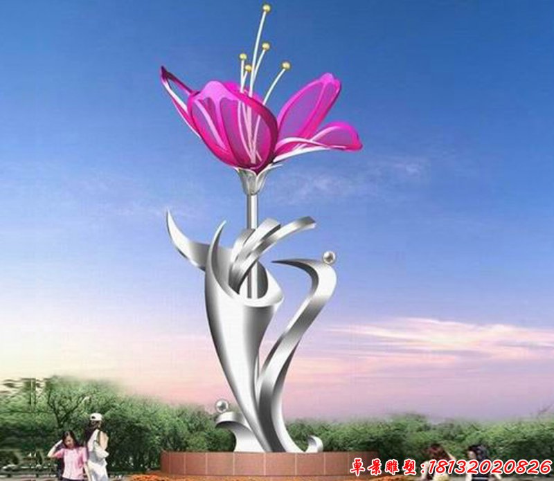 不銹鋼綻放雕塑廣場花朵雕塑