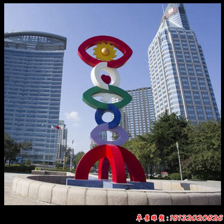 彩色不銹鋼抽象眼睛雕塑 城市景觀雕塑