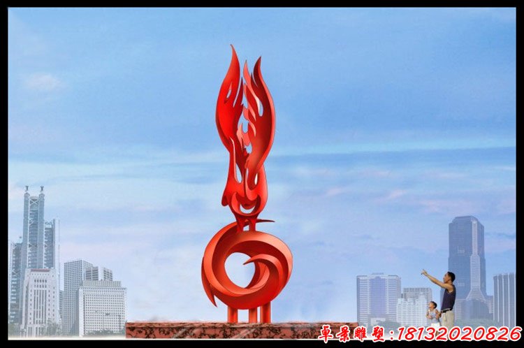 鳳鳴朝陽(yáng)雕塑，廣場(chǎng)不銹鋼抽象鳳凰雕塑