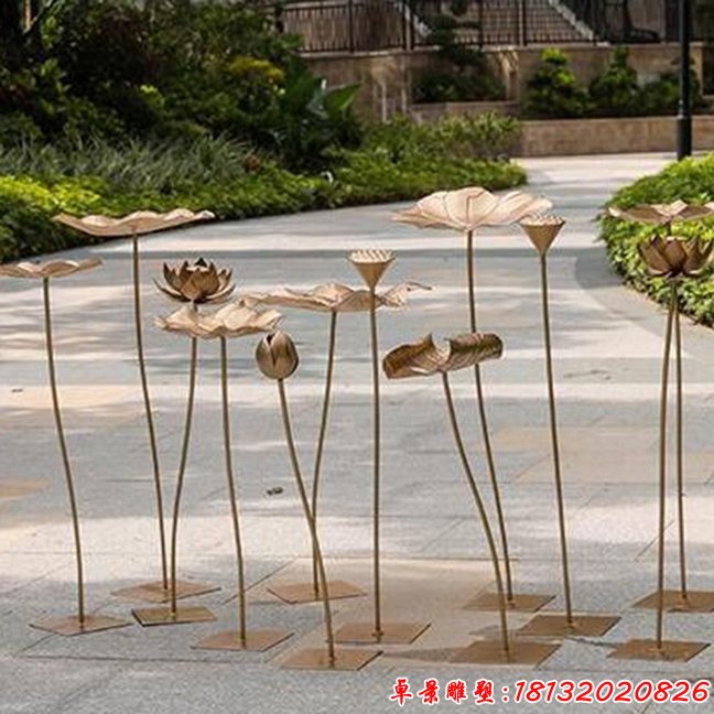 不銹鋼鍛造荷花裝飾雕塑 (1)