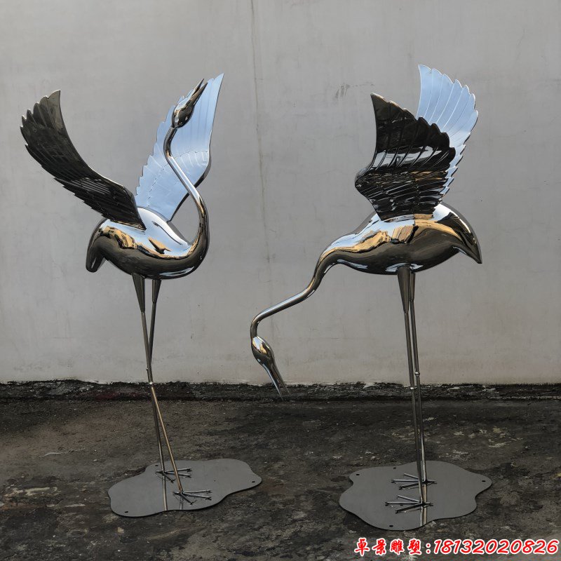 不銹鋼鍛造仙鶴展翅雕塑