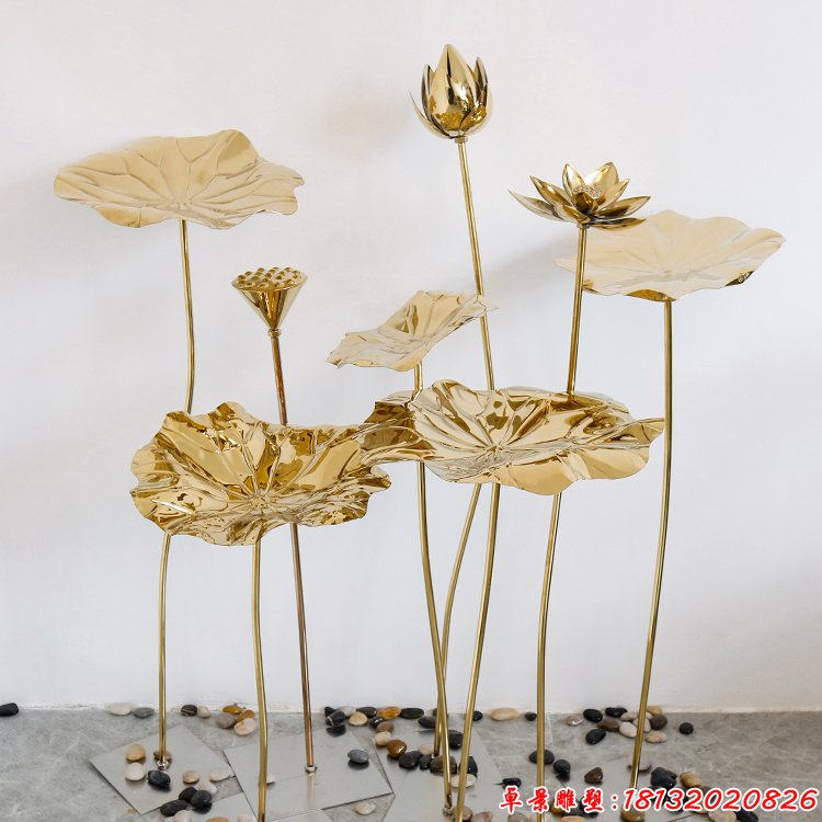 不銹鋼荷花雕塑 (1)