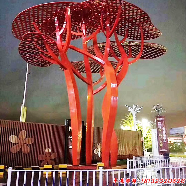 不銹鋼鏤空大樹雕塑