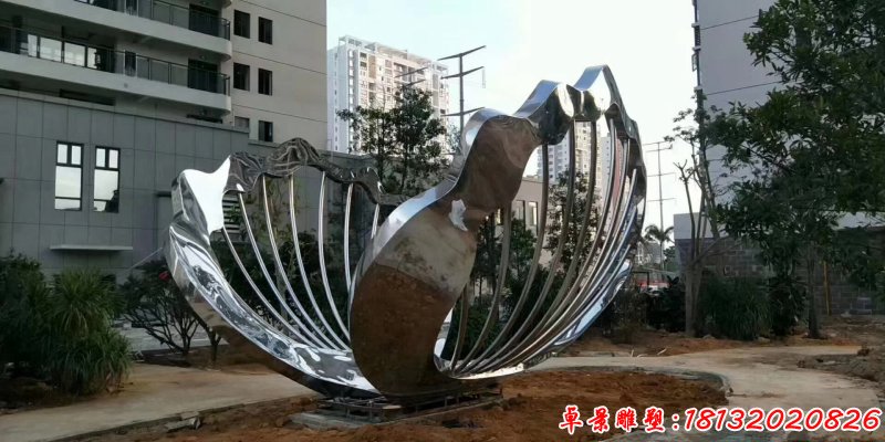 不銹鋼鏤空扇貝雕塑 (2)