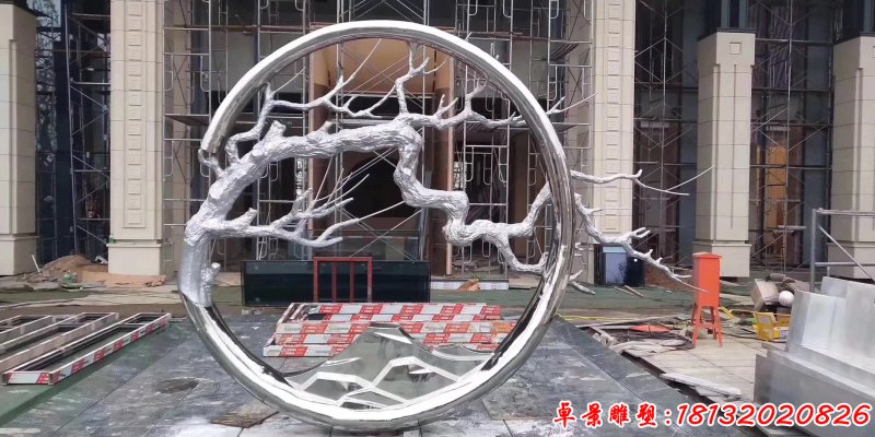 不銹鋼樹(shù)枝圓環(huán)雕塑 (2)