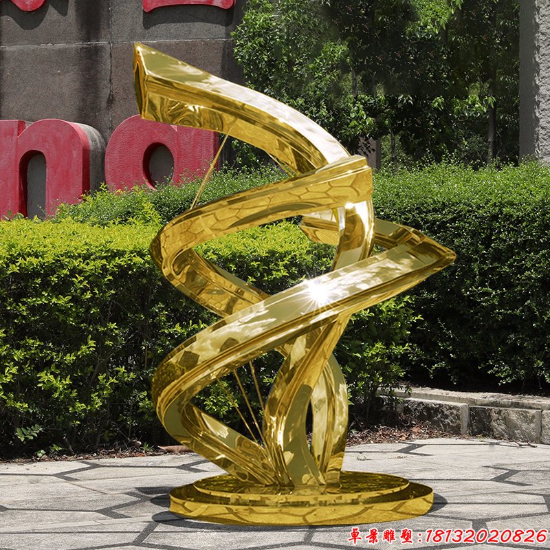 不銹鋼鈦金色時(shí)來(lái)韻轉(zhuǎn)雕塑