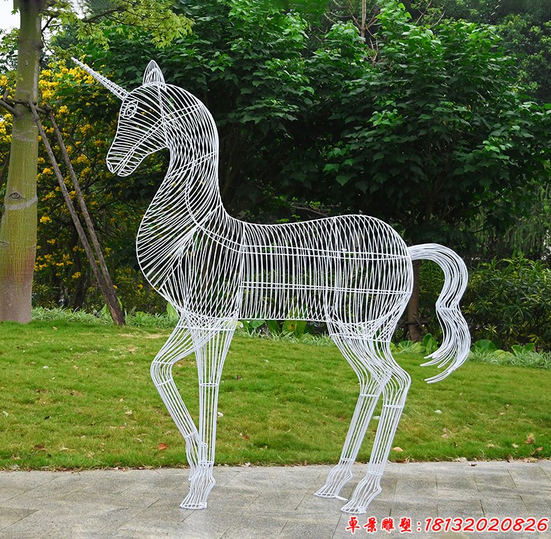 戶外獨(dú)角獸鏤空不銹鋼雕塑 (2)