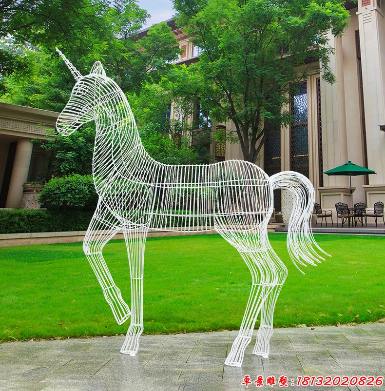 戶外獨(dú)角獸鏤空不銹鋼雕塑 (3)
