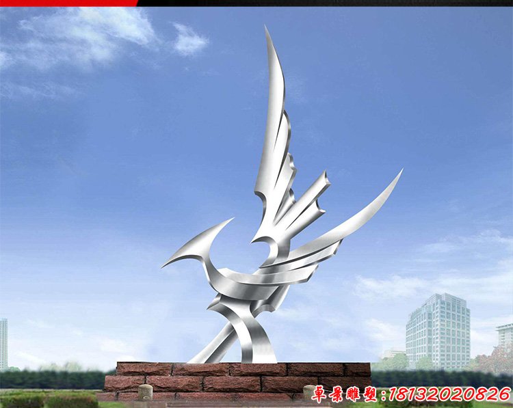 公園不銹鋼展翅高飛造型雕塑