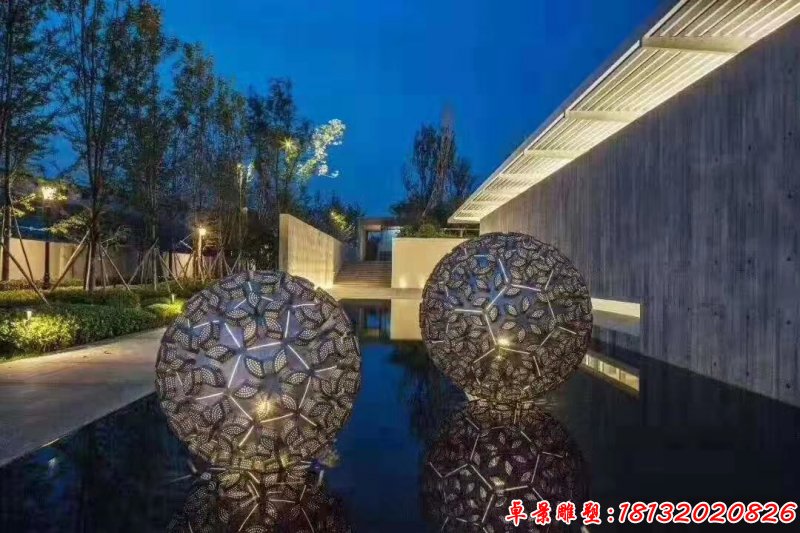 城市不銹鋼燈光效果圓球雕塑