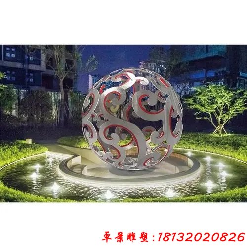 城市不銹鋼鏤空?qǐng)A球雕塑