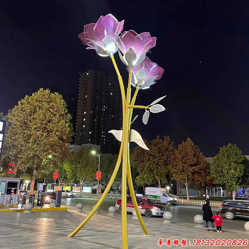 城市街邊不銹鋼花朵雕塑