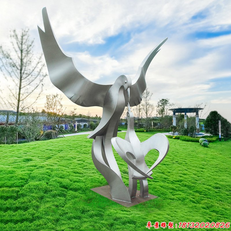 公園不銹鋼抽象飛鴿雕塑