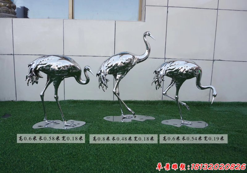 公園不銹鋼鏡面丹頂鶴雕塑