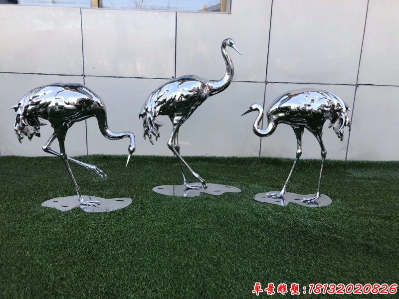 公園不銹鋼鏡面丹頂鶴雕塑（1）