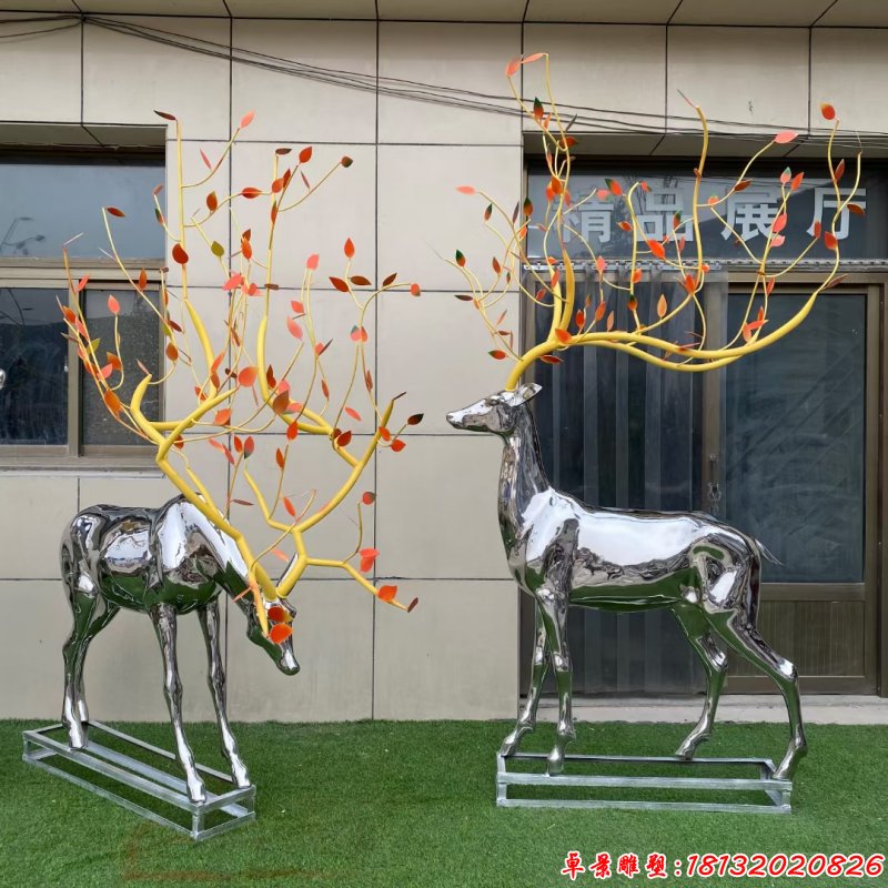 公園不銹鋼樹(shù)枝鹿造型雕塑（2）