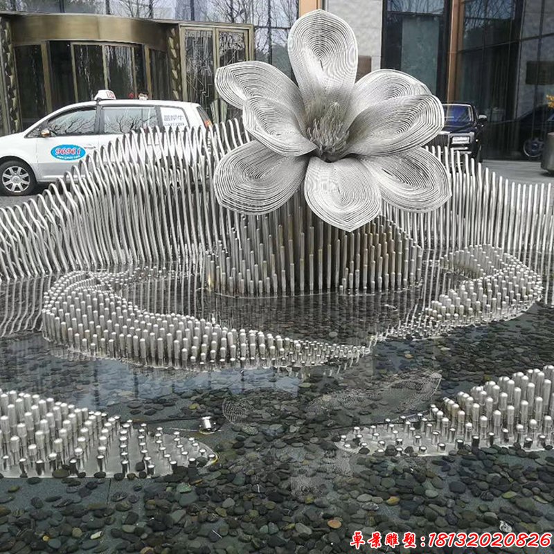 街邊不銹鋼花朵雕塑
