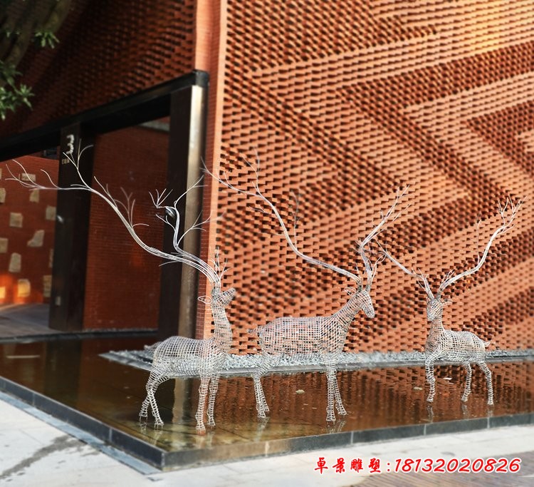 商場不銹鋼鏤空鹿雕塑