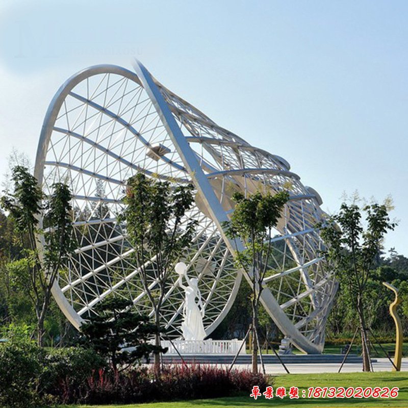 戶外大型不銹鋼幾何雕塑園林廣場蝴蝶景觀擺件花園商業(yè)街美陳裝飾68673