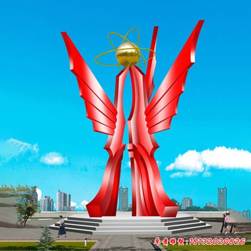不銹鋼共筑輝煌雕塑,不銹鋼企業(yè)抽象雕塑