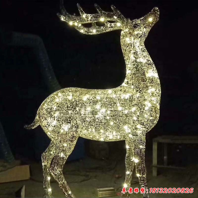不銹鋼鏤空燈飾鹿雕塑3