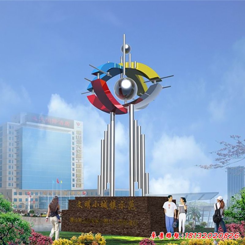 不銹鋼雕塑眺望雕塑，不銹鋼企業(yè)抽象雕塑