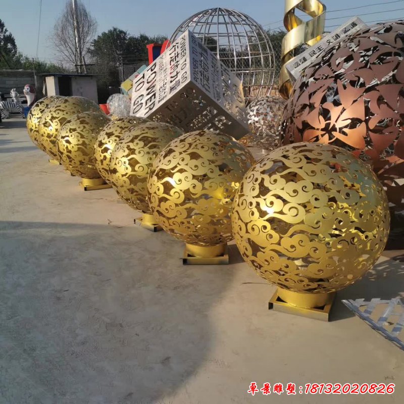 祥云鏤空球不銹鋼雕塑 (3)