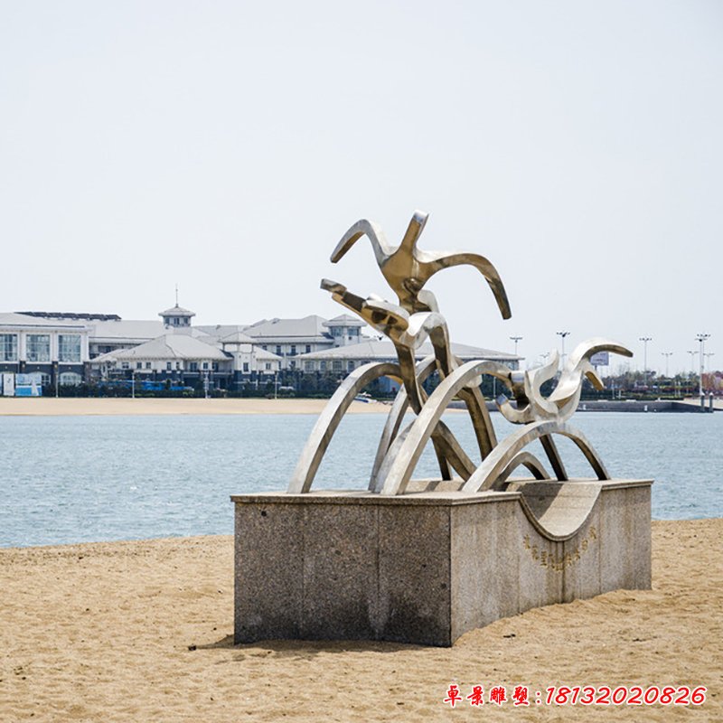 不銹鋼游泳雕塑 (2)