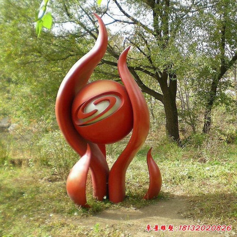 仿真紅色火焰眼睛戶外廣場景觀，不銹鋼雕塑