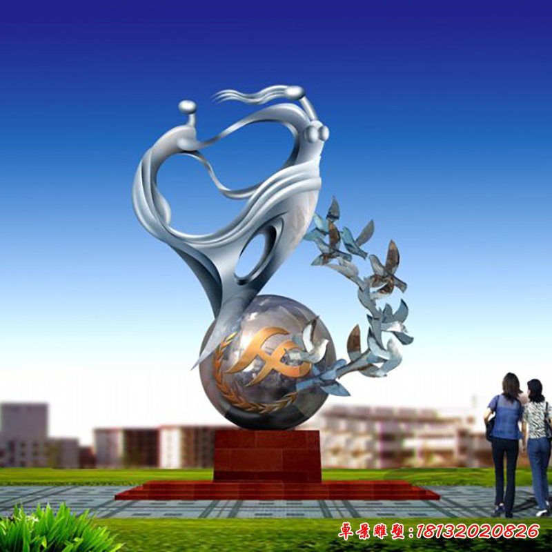 不銹鋼和平雕塑，廣場(chǎng)抽象跳舞不銹鋼雕塑