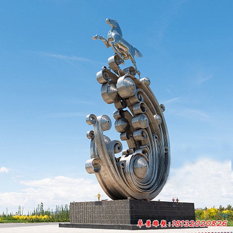 不銹鋼抽象奔馬雕塑